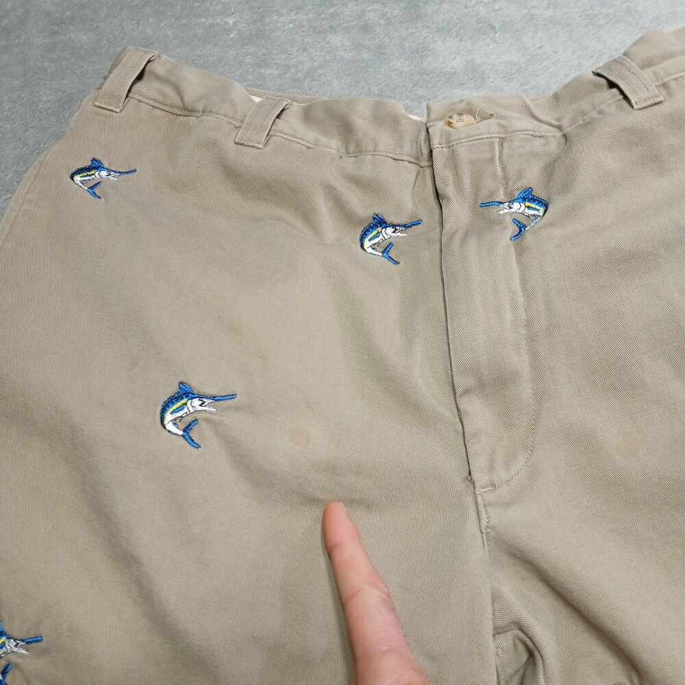 Berle 36x31 Mens Khaki Critter Pants Marlin Fish Embroidered Old Money Prep 36 - Picture 13 of 15